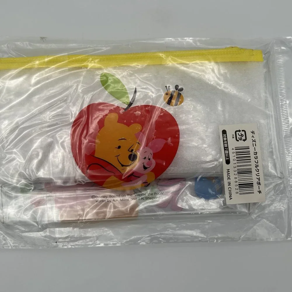 Disney Winnie the Pooh Pencil Pen Stationery Transparent Case Pouch New Sealed